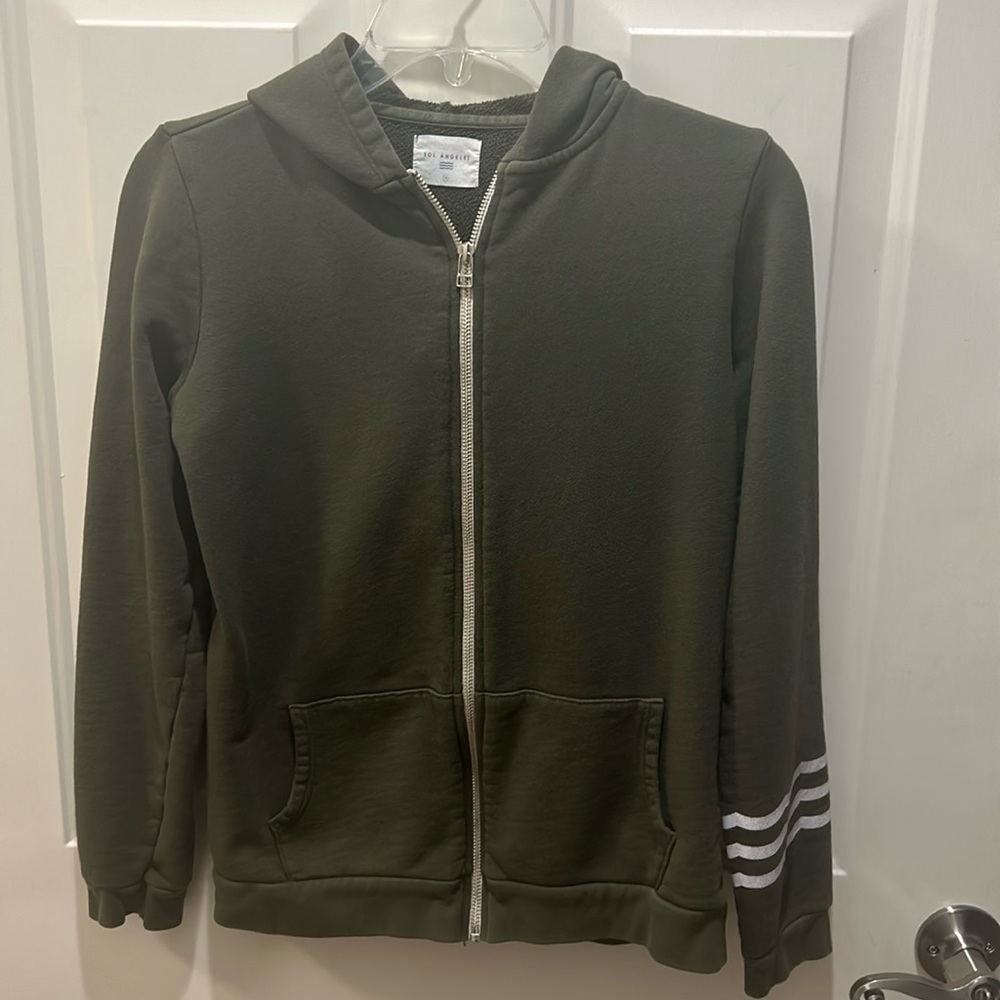 Sol Angleles Kids Army Green Zip Up Hooded Sweatshirt